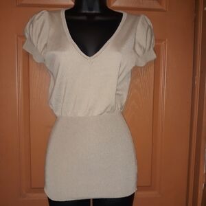 Poof pullover tan shirt size medium A-49  5/$25